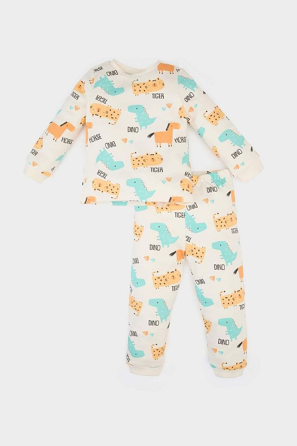 Erkek Bebek Pijama Takımı Desenli Uzun Kollu Üst Beli Lastikli Uzun Alt E6940A525SP - 1