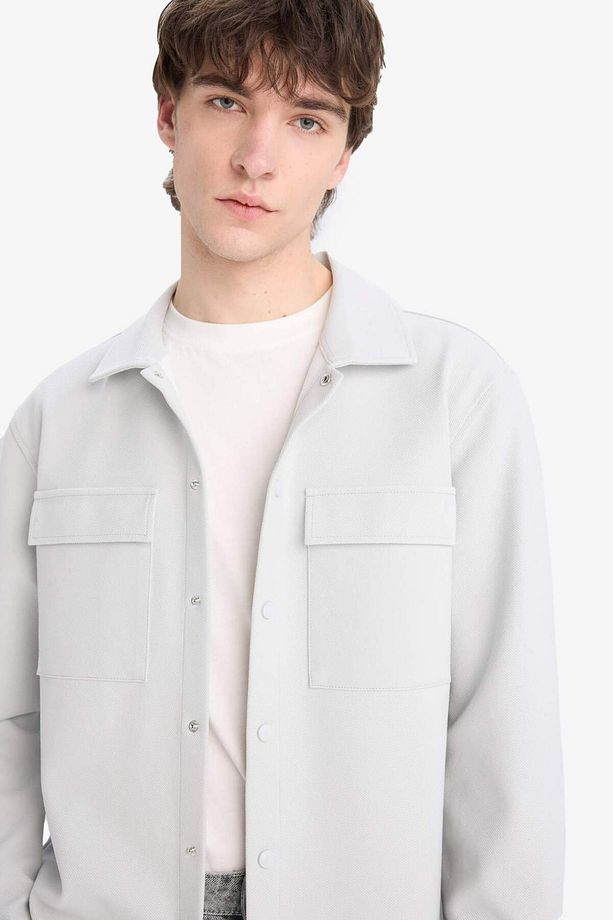 Regular Fit Çift Cepli Twill Uzun Kollu Gömlek E7689ax25sp - 5