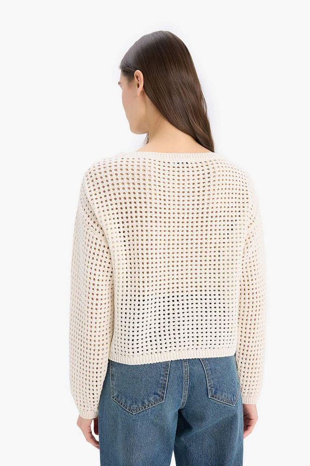 Regular Fit Bisiklet Yaka Kroşe Triko Kazak T4513AZ25SP - 6