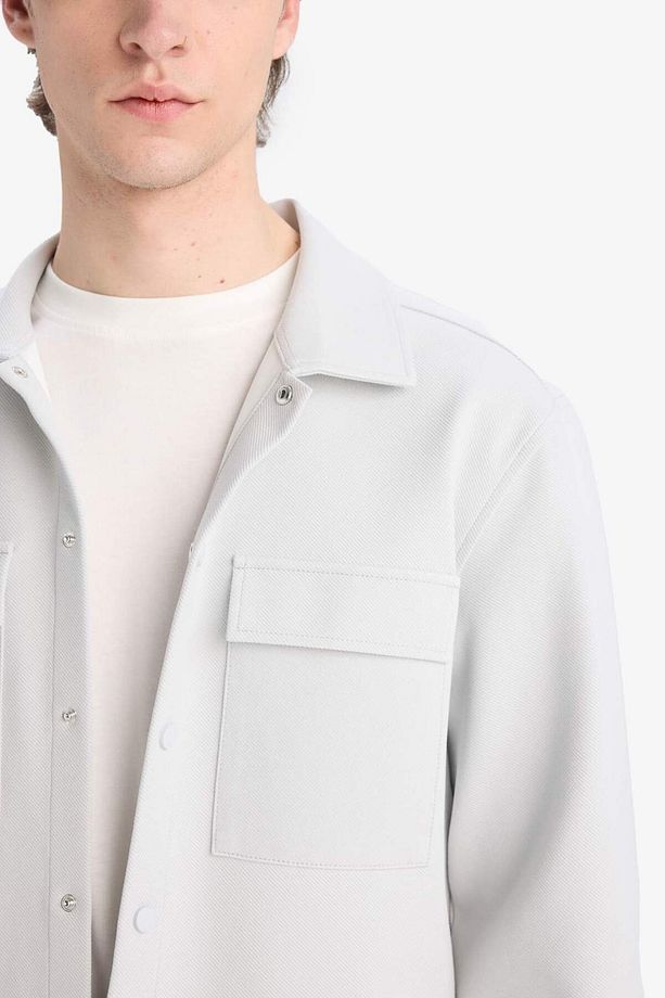 Regular Fit Çift Cepli Twill Uzun Kollu Gömlek E7689ax25sp - 6