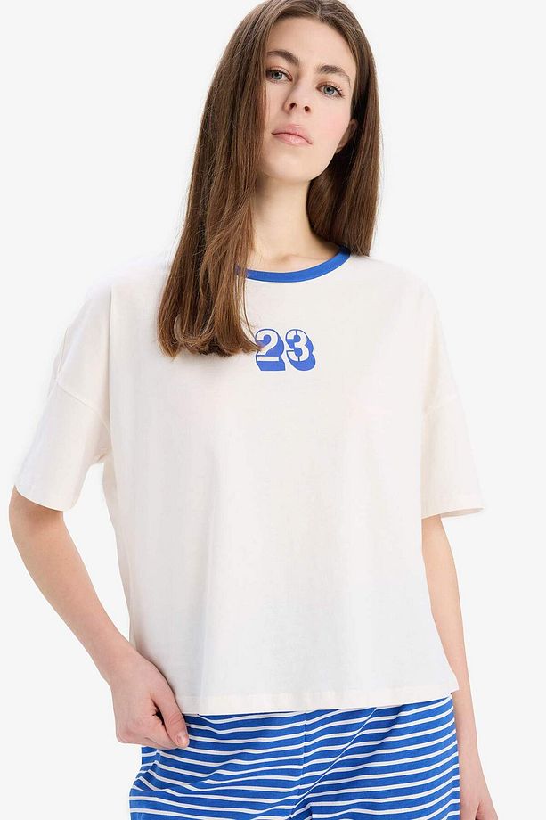 Pijama Takımı Kısa Kollu Üst Esnek Belli Uzun Alt-fall In Love E7181ax25sp - 3