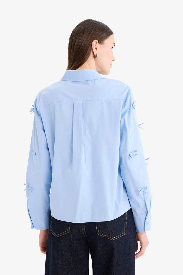 Regular Fit Desneli Poplin Uzun Kollu Gömlek Tunik F2724AX25SP - 7