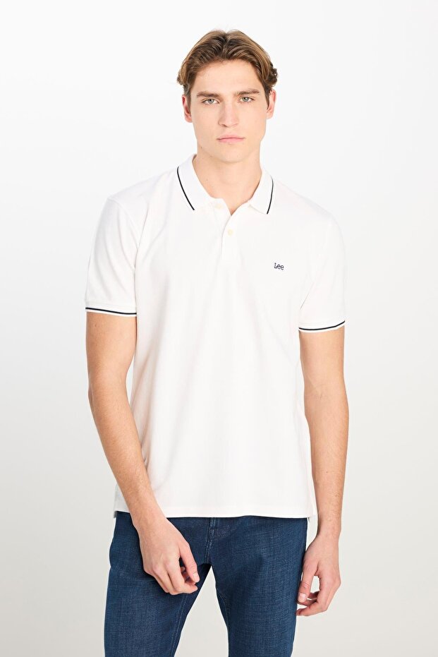 100% Cotton Regular Fit Regular Cut White Polo Neck T-Shirt