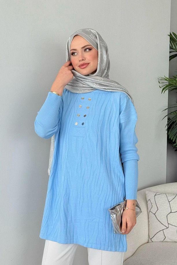 Zebra Desen Merserize Tunik Bebe Mavi - 1