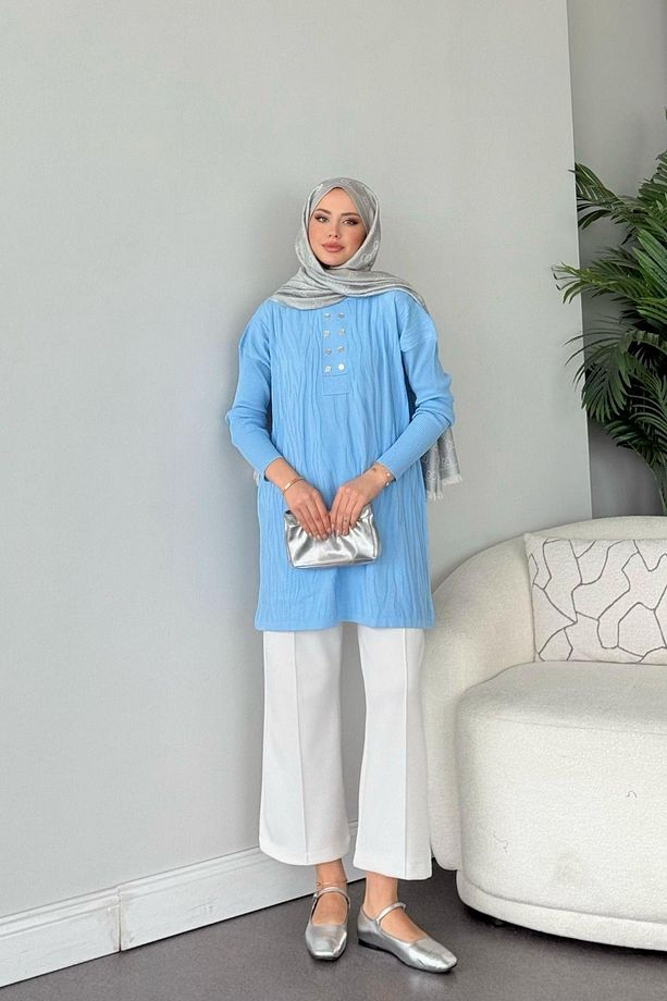 Zebra Desen Merserize Tunik Bebe Mavi - 4