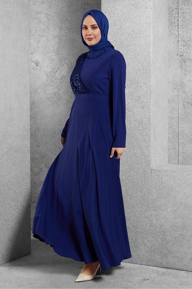 PUL PAYET DETAYLI ABİYE ELBİSE 4218 - 1