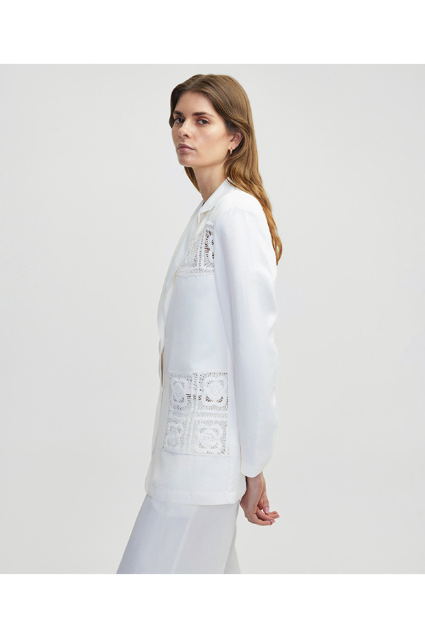 Kroşe aplikeli blazer - 5