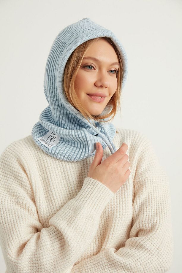Bebe Mavi Balaclava Fitilli Triko Örgü Bere Başlık - 4