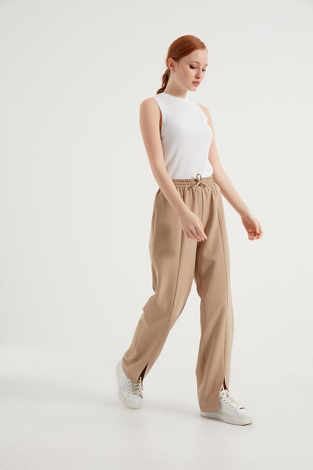 Vizon Yırtmaçlı Krep Pantolon - 2