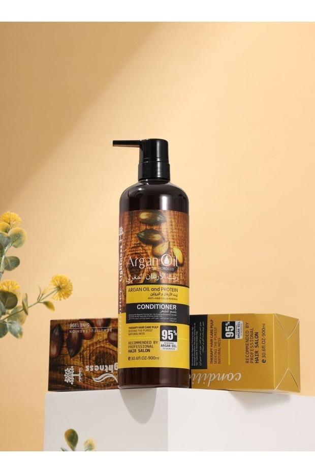 Argan Oil and Protein Set: Shampoo 900ml, Conditioner 900ml, and Argan Oil 100ml to prevent hair loss. - 3