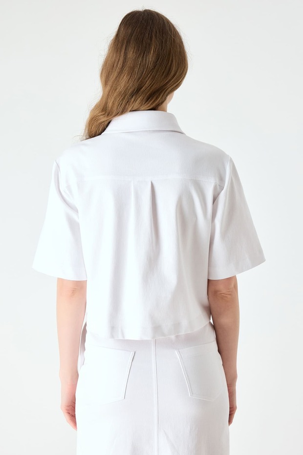 Kontrast nakış detaylı gömlek - 3