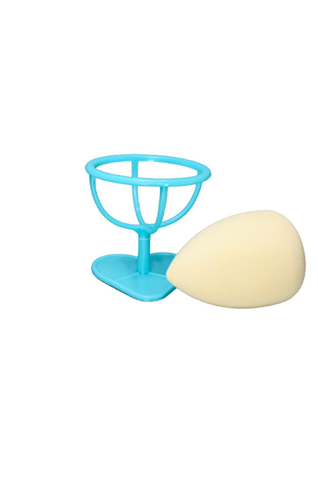 Makeup Sponge and Makeup Holder Set, Beige - 3