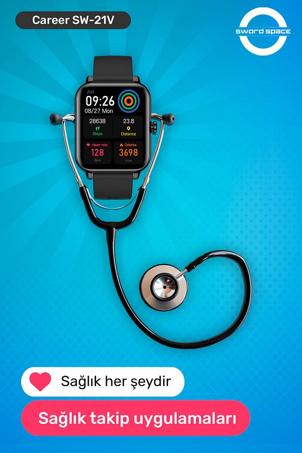 Career Akıllı Saat Bildirim,Sağlık,UykuTakibi,Spor,iOS&Android Uyumlu 44mm IP67 Uzun Pil Ömrü SW-21V - 4