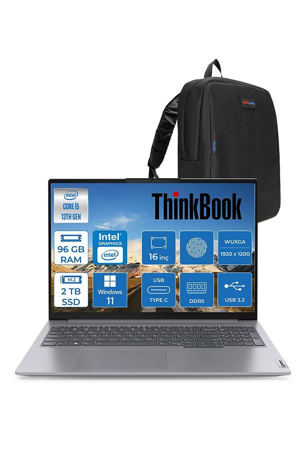 Thinkbook 16 G6 Irl I5 13420H 96GB 2tb SSD 16" Wuxga 300NITS IPS WIN11HOME 21KH00SXTRH33 +ZETTACNT - 1