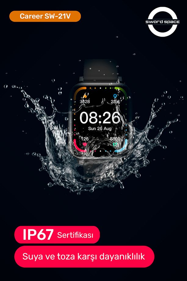 Career Akıllı Saat Bildirim,Sağlık,UykuTakibi,Spor,iOS&Android Uyumlu 44mm IP67 Uzun Pil Ömrü SW-21V - 2