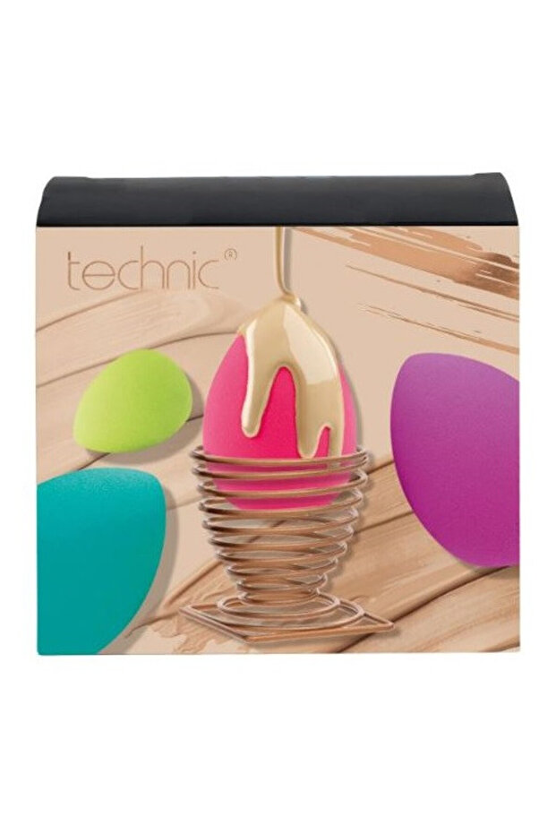 Sada 4 Bureti Machiaj a Support Burete, Technic, Multicolor - 2
