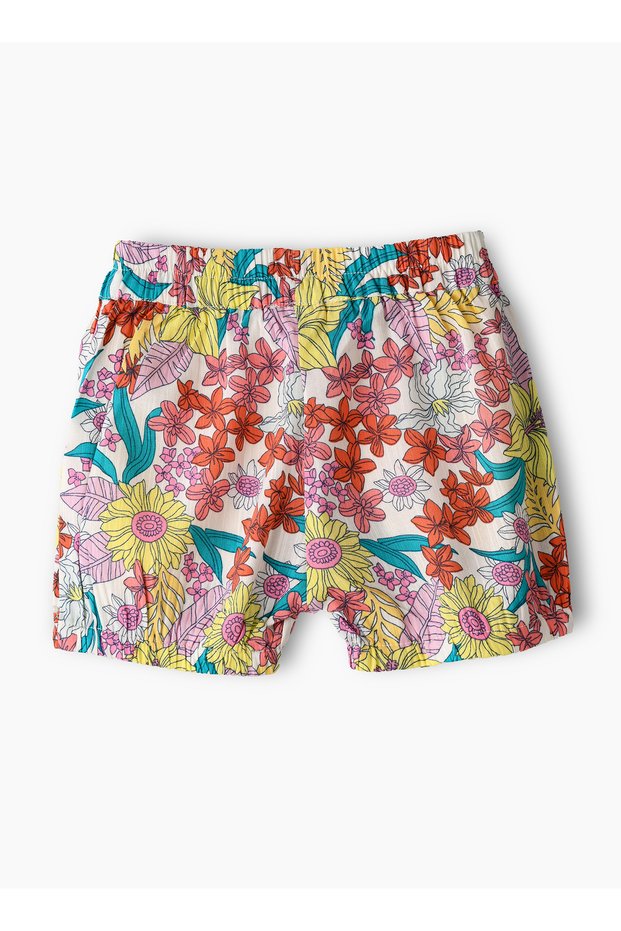 Girls' Colorful Floral Viscose Shorts