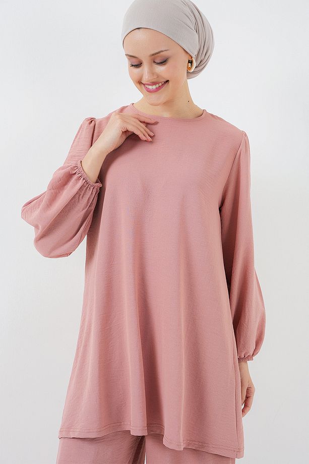 Kadın Ayrobin Tunik Pantolon Alt Üst Takım 6712 - Somon - 3