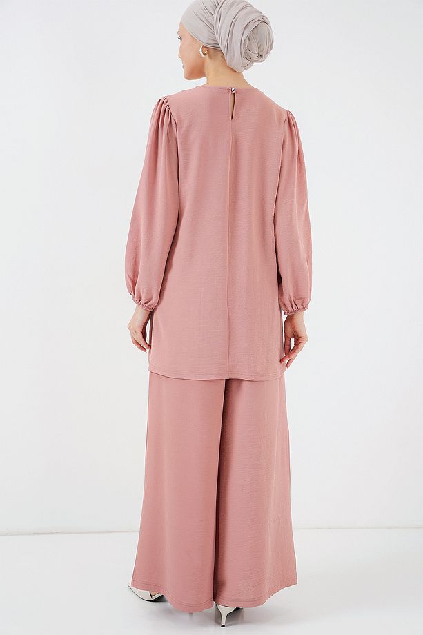 Kadın Ayrobin Tunik Pantolon Alt Üst Takım 6712 - Somon - 6