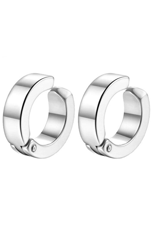 Pair of Compression Men's Steel Earrings Thin 3mm Without Holes for Ears Mse1-2