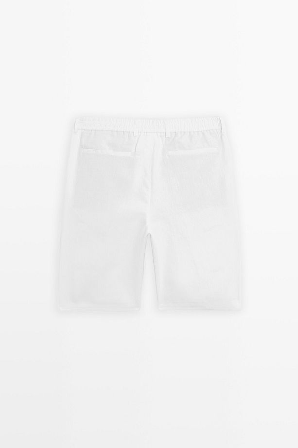 Yarı jogger keten bermuda şort - 7