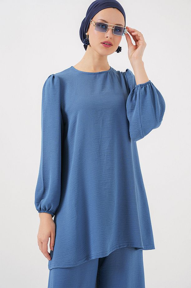 Kadın Ayrobin Tunik Pantolon Alt Üst Takım 6712 - İndigo - 3