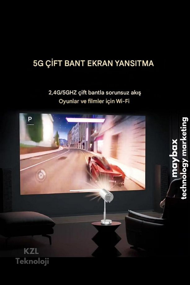 Taşınabilir Mini Android Projeksiyon Sinema 150inç Wifi Bluetooth Ayarlanabilir Boyut - 6