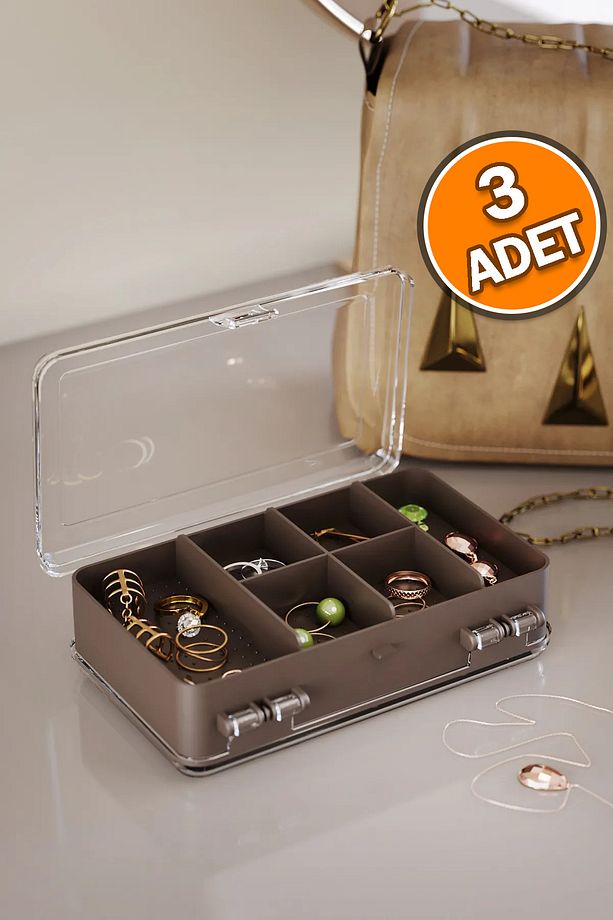 Mini Çok Amaçlı Çift Bölmeli Takı Ve Aksesuar Kutusu Organizer - 1