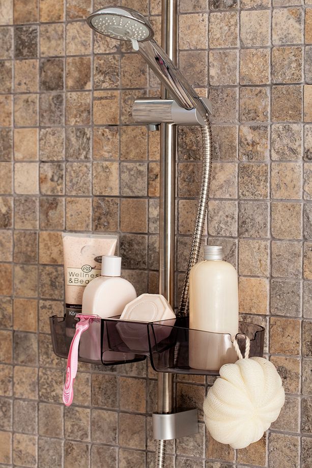Drippy Banyo Duş Rafı - Şeffaf Siyah - 1