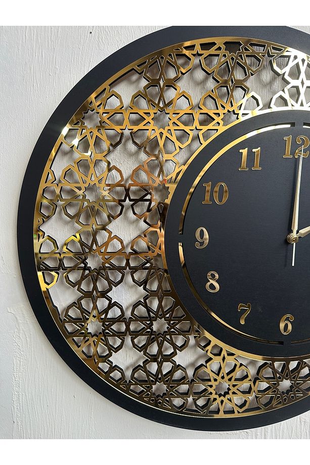 Selçuklu Motif Dekoratif Ahşap Tasarım Duvar Saati - 6
