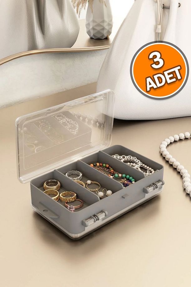 Mini Çok Amaçlı Çift Bölmeli Takı Ve Aksesuar Kutusu Organizer - 1