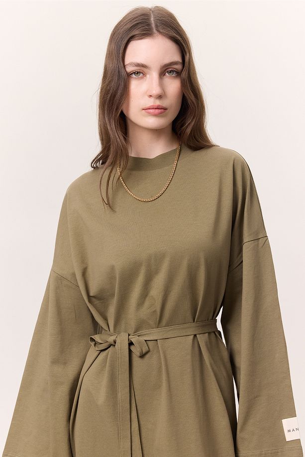 OVERSIZE UZUN RAHAT ELBİSE HAKİ - 5