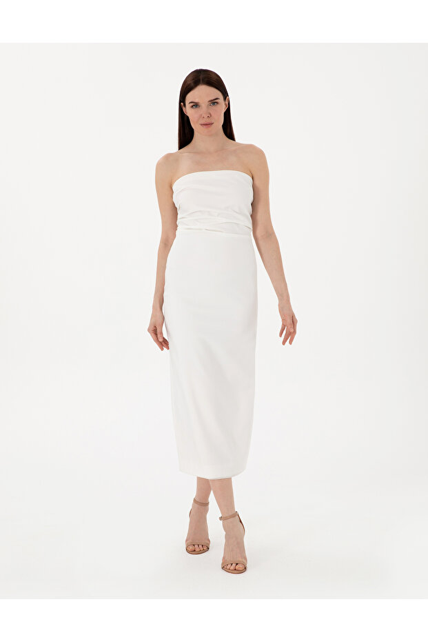 White Slim Fit Woven Dress 50301017 -Vr013