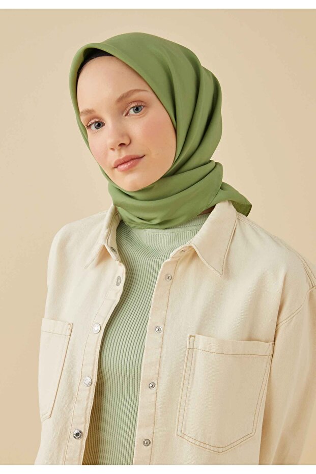 وشاح حريري قطني كاكي - 4