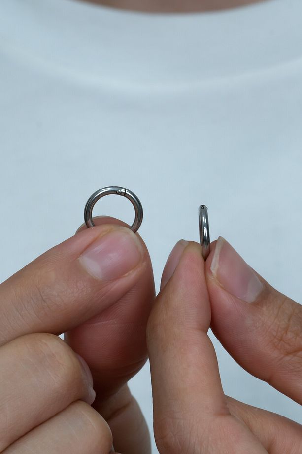 İnce Halka Unisex Erkek Kadın Paslanmaz Çelik Küpe Çifti 2 Adet mse5 - 4