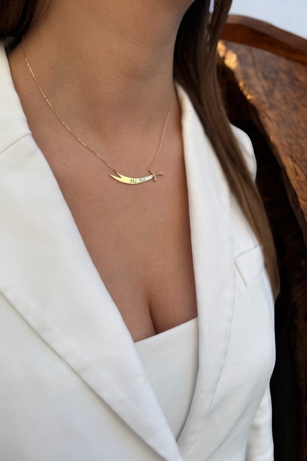 14 AYAR TAŞLI ZÜLFİKAR KOLYE - 1