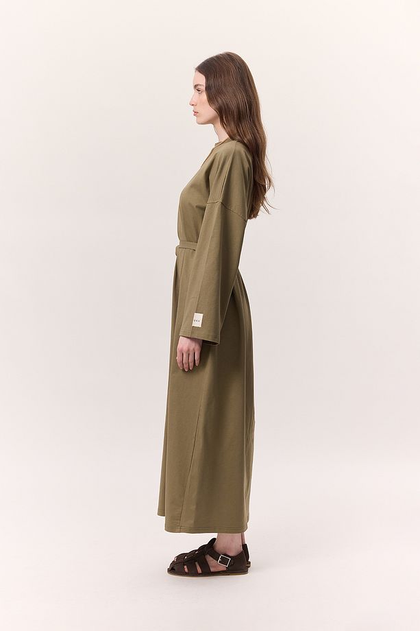 OVERSIZE UZUN RAHAT ELBİSE HAKİ - 3
