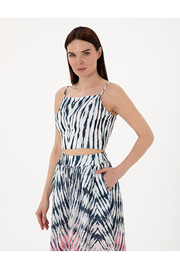 Indigo Crop Top Blouse 50301145 -Vr028
