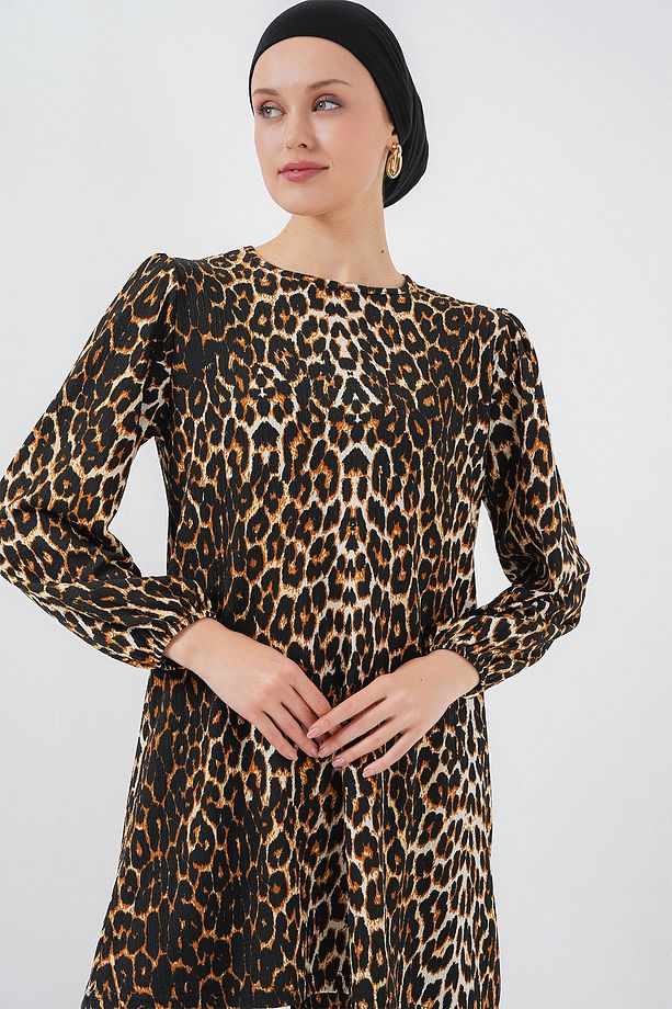 Kadın Leopar Tunik Pantolon Alt Üst Takım 6663 - 4