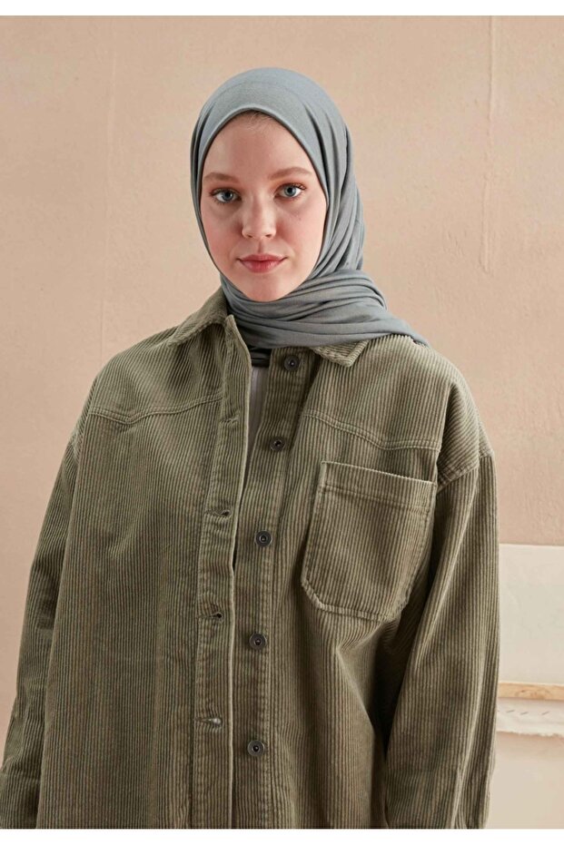 شال ممشط أزرق / رمادي - 3