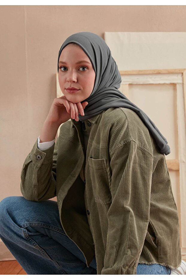 شال ممشط أزرق / رمادي - 5