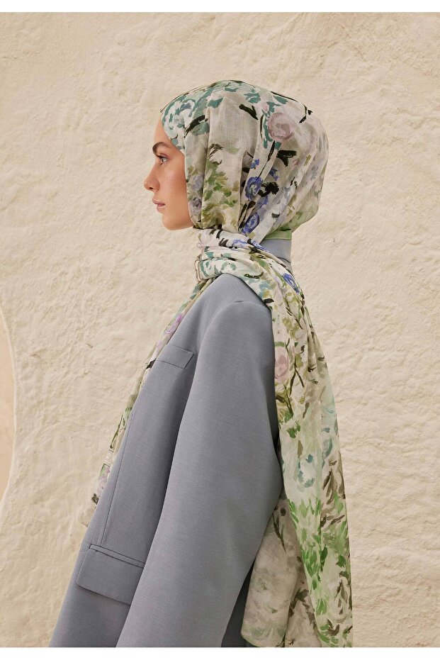 شال رامي منقوش باللون الأخضر الداكن - 4