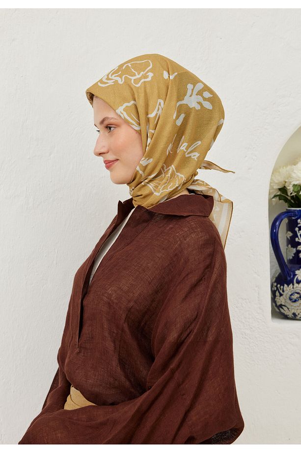 SUMMER VİBES DESEN PAMUK VUAL EŞARP SOFT SARI - 2