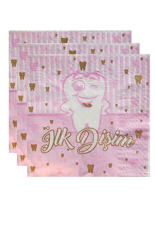 16 Pieces My First Tooth Pink Napkin Tooth Wheat Party