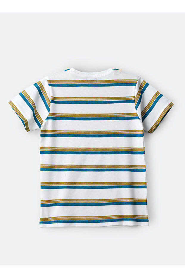 تي شيرت قطني مخطط بحري للأولاد - 2