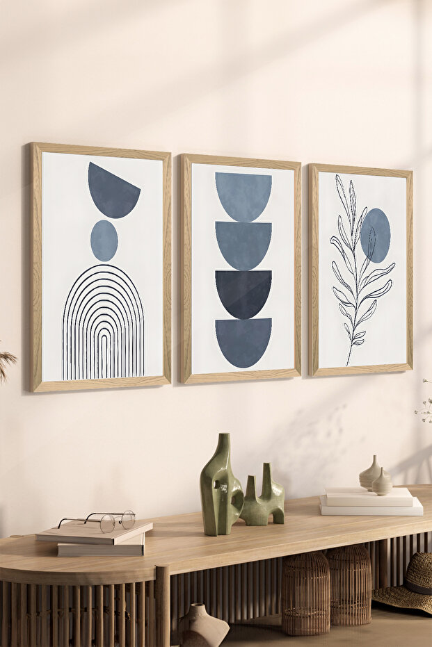 3 Piece Wood Frame Look MDF Poster Painting Set - Set 42