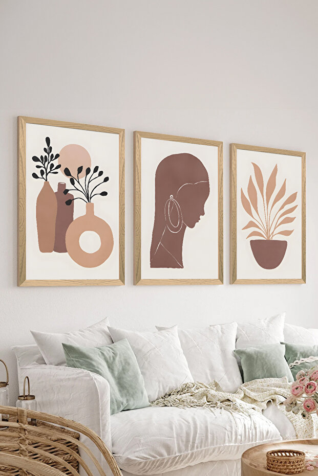 3 Piece Wood Frame Look Mdf Poster Table Set - Set 64