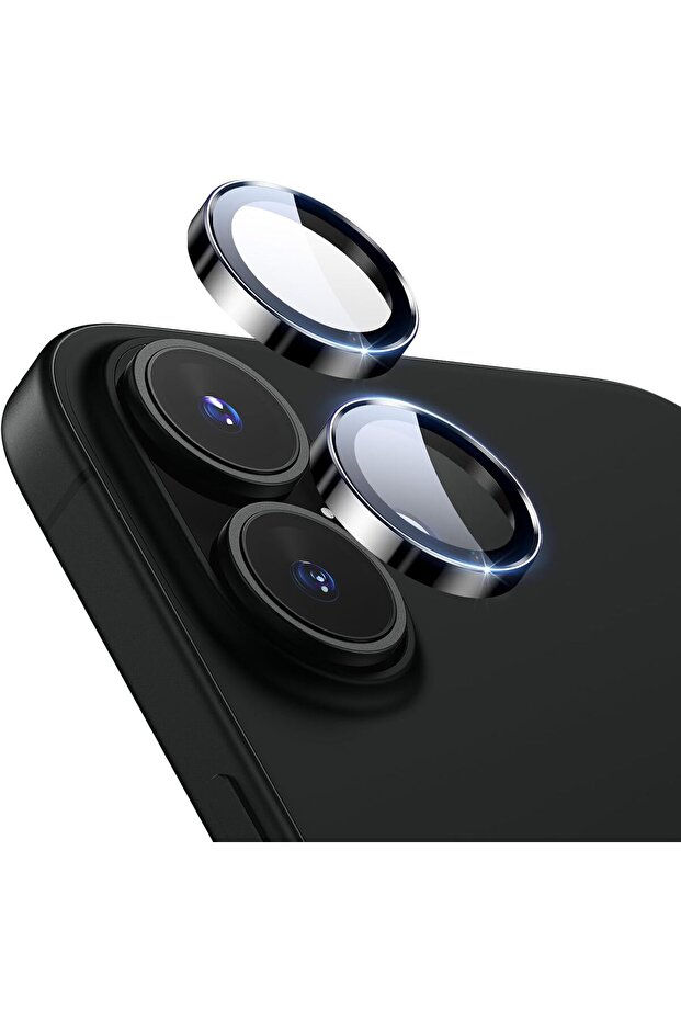 2 Pack Camera Lens Protector for iPhone 16/16 Plus, Scratch-Resistant Armorite HD Glass (Black)