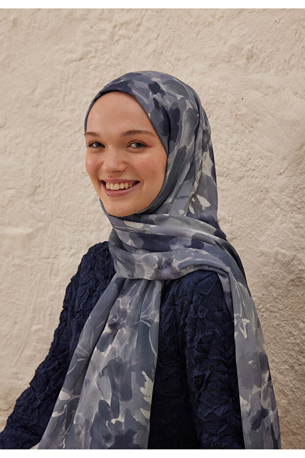 Lizzy Indigo Patterned Rami Shal - 4