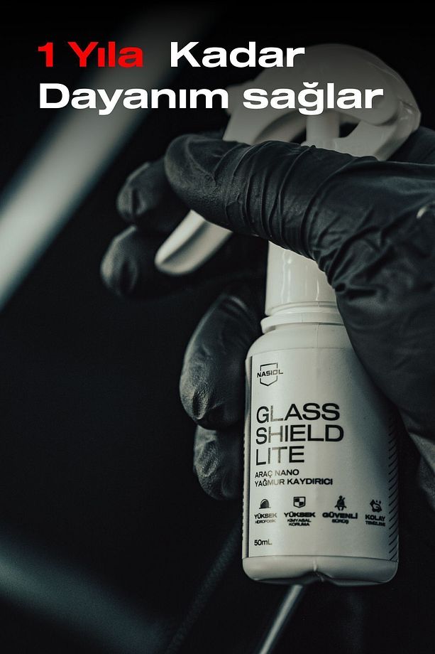 Glasshield Lite Nano Yağmur Kaydırıcı-Cam Yüzey Seramik Kaplama Spreyi-1 Yıl Dayanım-50ml - 4